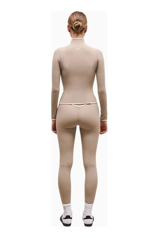 Because Of Alice Base Contrast Trim Zip Up Jacket Şekillendirici Kontrast Detaylı Kadın Ceket Bej
