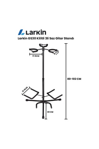 Larkin Gs30 Kilitli Çoklu 3lü Üçlü Gitar Bağlama Standı Sehpası