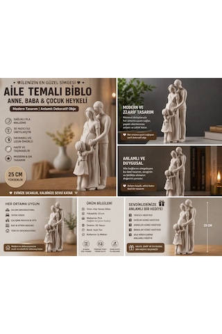 Aile Temalı Dekoratif Biblo 3d Baskı Pla Anne Baba Çocuk Heykeli 25 Cm Anlamlı Modern Ev Dekoru 25cm Aile Temalı Dekoratif Biblo 3d Baskı Pla Anne Baba Çocuk Heykeli 25 Cm Anlamlı Modern Ev Dekoru 25cm