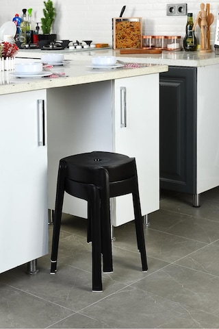 Plastik Kaymaz Tabure Siyah