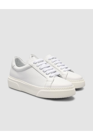 Monamae %100 Hakiki Deri Beyaz Kadın Sneaker Beyaz