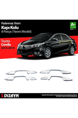 S-Dizayn Toyota Corolla Uyumlu Krom Kapı Kolu Yarım Model 4 Prç. 2013-2018