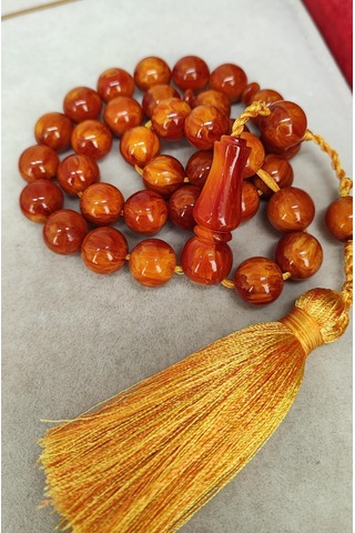 Kehribarkolik Katalin Sarı Kırmızı Hareli Küre Model Tesbih