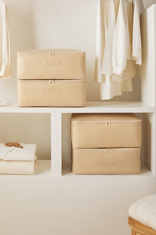 Home Wave 4'lü Orta Boy Bej Pötikare Hurç Set 52 x 28 x 21 cm