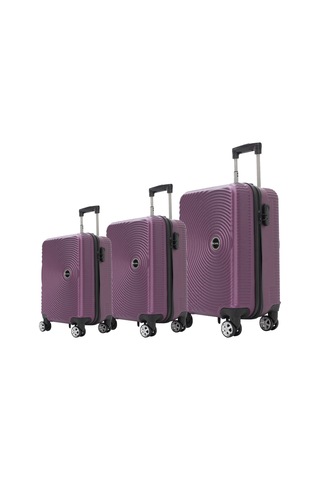 Escape Vlz 072-set Abs 8 Tekerlekli Büyük, Orta, Kabin Boy Valiz, Bavul Seti, Mor