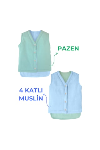 Müslin Çocuk Yelek Mavi