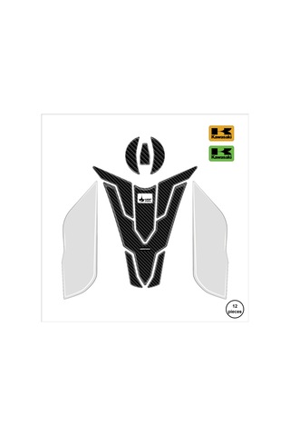 Kawasaki Z900 2025 İle Uyumlu Kaydırmaz 6d Karbon Ve Şeffaf 12 Parça Tank Pad Seti Gc72 KARBON