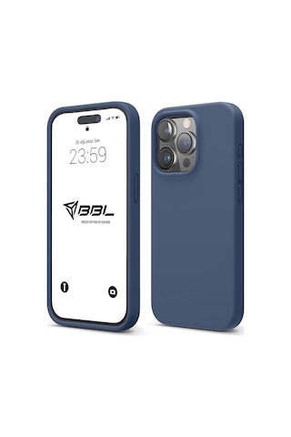 İphone Kılıf İnce Sıvı Silikon 3 Katmanlı Tam Kaplamalı Yumuşak Jel Kauçuk Kılıf Kapak, Açık Lacivert İpho