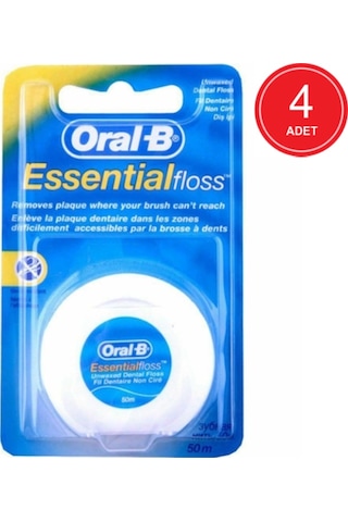 Oral-B Essential Floss Mumsuz Diş İpi 50 M x 4 Paket