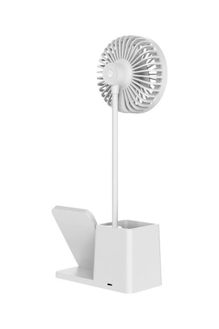 S-link Sl-m9055 10 Watt Kablosuz Şarj İstasyonlu Fanlı Kalemlikli Masa Lambası Beyaz Renkli