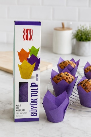 Kademeli Tulip Mor Muffin Kapsülü 200 Adet