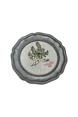 Vintage Zınn Çerçeveli Dekoratif Çiçek Temalı Duvar Tabağı 10cm 009
