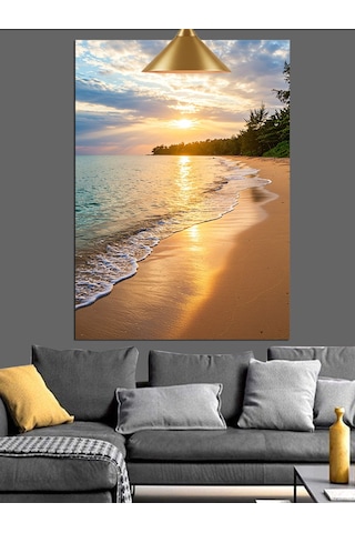 Sahilde Gündüz Plaj Manzarası Dekoratif Kanvas - Mdf Ahşap Tablo