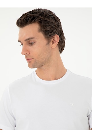 Beyaz Slim Fit Bisiklet Yaka Merserize Basic T-shirt 15841036