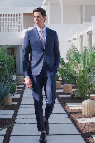 İmza Lacivert Kırlangıç Yaka 6 Drop Slim Fit Tam Astar Esnek Takım Elbise 1001260169 Açık Lacivert