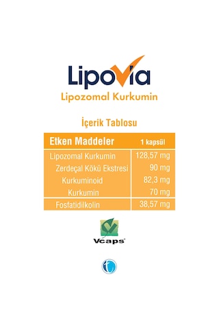 LIPOVIA Lipozomal Kurkumin Bitkisel Kapsül 8680133001437