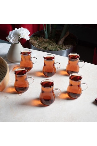 Perotti Dem 15530 Borosilikat Çay Bardağı Seti 6'lı Şeffaf