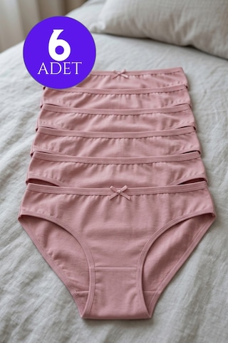 Mataş Kadın 6'lı Paket Pamuklu Bikini Külot Esnek Yumuşak İz Yapmaz İç Çamaşırı Bej