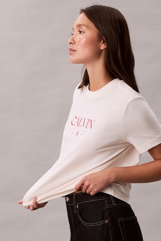 Calvin Klein Kadın Normal Kalıp Yuvarlak Yakalı Pamuklu Kısa Kollu Beyaz T-shirt Lv047e813g-ybh-12825 Beyaz