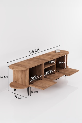 Tv Sehpası 160 Cm Modern 3 Kapaklı Tv Sehpa Çok Amaçlı Konsol Ünitesi Mira Siyah
