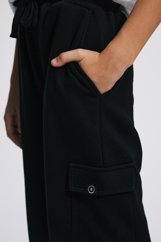 Kids Boy Kargo Cepli Loose Fit Siyah Jogger Siyah