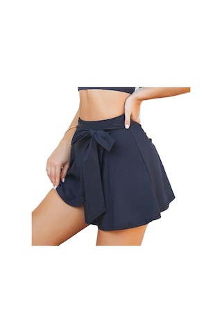 Fastbuy Kadın Siyah Yarım Etek Pantolon Bisiklet Yoga Eteği Fitness Spor Hareket Eteği Siyah