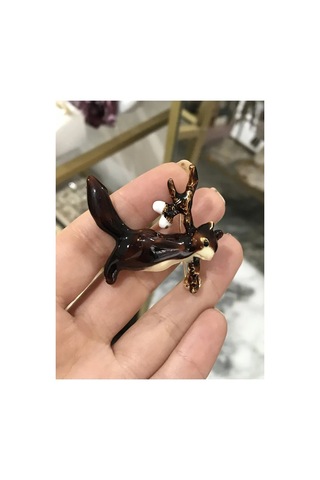 Sicap Model Kahverengi Detaylı Broş