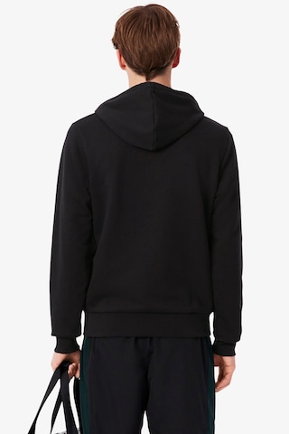 Lacoste Men's Classic Fit Colour-block Fleece Hoodie Organik Pamuk Renk Bloklu Fermuarlı Sweatshirt Siyah