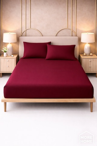 More Home Çift Kişilik Lastikli Çarşaf Seti + 2 Yastık Kılıfı Bordo More Home Çift Kişilik Lastikli Çarşaf Seti + 2 Yastık Kılıfı Bordo