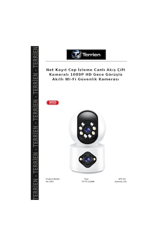 Net Kayıt Cep İzleme Canlı Akış Çift Kameralı 1080p Hd Gece Görüşlü Akıllı Wi-fi Güvenlik Kamerası Çok Renkli