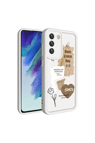Galaxy S21 Fe Kılıf Kamera Korumalı Baskılı Arka Yüzey Zore Klas Kapak Siyah
