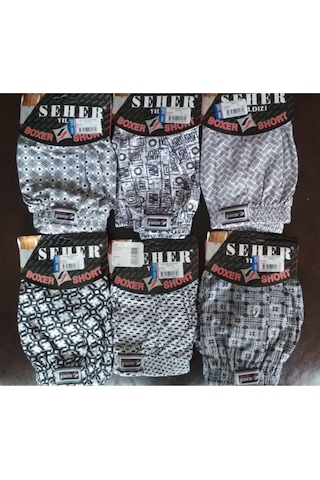 Erkek Karışık Paket Desenli Boxer 6'lı Yeni Sezon Karışık Renk