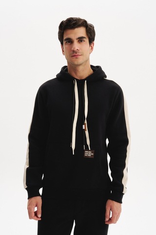 AR-MA Arma Erkek Kapüşonlu Sweatshirt Regular Fit, 3 İplik Şardonlu, Kanguru Cepli, Basic Örme K30254629002 Siyah