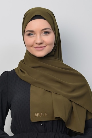 Altobeh Medine İpeği Düz Tesettür Şal Haki
