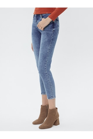 Boyfriend Slim Fit Kadın Pantolon Mavi