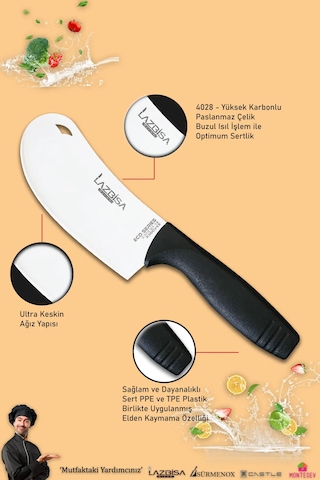 Eco Serisi Mutfak Bıçak Seti Et Ekmek Salata Börek Şef Bıçağı 3lü Siyah