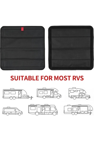 Pazly Karavan Pencere Perdesi - Uv Koruma, Tam Karanlık 16x16 İnç Siyah, Katlanabilir Manyetik Gölgelik