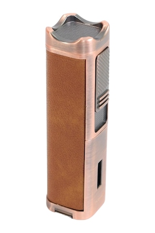 Parmida 3 Torch Pürmüz Sehpalı Gövdesi Deri Bronz Metal Puro Çakmağı - Tr9530