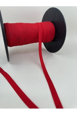 1 Cm Balıksırtı Şerit - 10 Metre - Kırmızı - Polyester