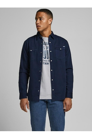 Jack Jones Erkek Denim Gömlek Jjesherıdan 12138115 Lacivert