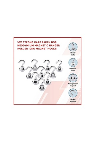 Moveevo Güçlü 10 Adet Neodim Mıknatıslı Askı - 8kg Taşıma Kapasiteli, Paslanmaz 112 Karakter Gümüş