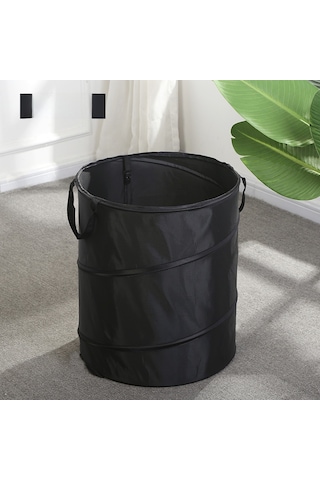 Teltree Kamp Ve Bahçe İçin Taşınabilir Çevirkli Çöp Kutusu - Siyah, 25cm Mini Boy, Tek Kollü, Yaprak Ve Atık Toplama