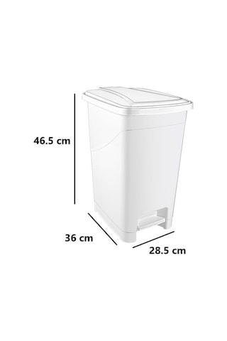 Omnipazar Srl-3029 Slim Pedallı Plastik Çöp Kovası İç Kovalı 25 Lt Beyaz