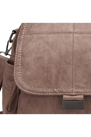 Yıkama Deri Sırt Askılı Kadın Çantası 21-k Barcelona 1908 Açık Vizon