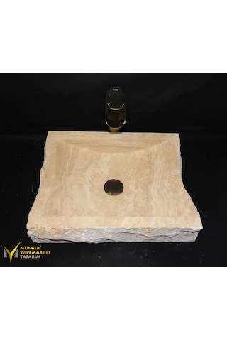Traverten Şekilsiz Kare Lavabo