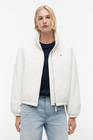 Tommy Hilfiger Tjw Kadın Dolgulu Dik Yaka Ancient White Ceket-16391 Beyaz