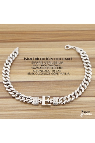 925 Ayar Gümüş E Harfi Gurmet Bileklik