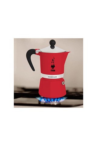 Bialetti - Rainbow: 1 Cup Ocak Üstü Espresso Pişirici - 60ml - Kırmızı Renk - Alüminyum Gövde - Patentli Güvenlik Valfi - Tüm Ocak Türleri İçin Uygundur İndüksiyon Hariç Enerji Sınıfı A+