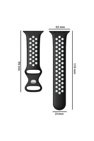 Koodmax Apple Uyumlu Watch Delikli Nike Spor Kordon Kayış Series 9 Ultra 2 S-m 38 40 41mm