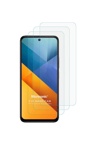 Microsonic Xiaomi Poco M6 Pro 5g Screen Protector Nano Glass Cam Ekran Koruyucu 3 Lü Paket